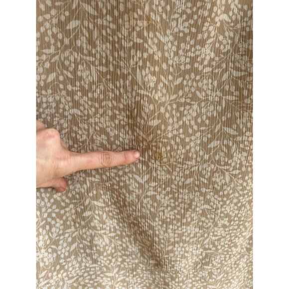 90's Tan and White Floral Maxi Skirt Size Small with Subtle Ruffle Hem - Picture 8 of 8